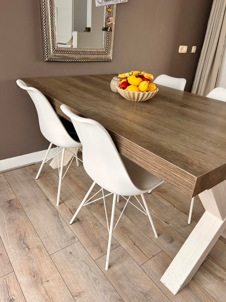 4 witte kuipstoelen eettafelstoelen, Huis en Inrichting, Stoelen, Ophalen of Verzenden, Gebruikt, Wit, Twee