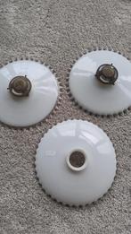 Franse glazen plafondlamp - Set van 2 + 1 soortgelijk, Gebruikt, Verzenden, Glas, Vintage/Frans