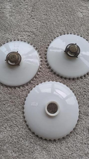 Franse glazen plafondlamp - Set van 2 + 1 soortgelijk beschikbaar voor biedingen