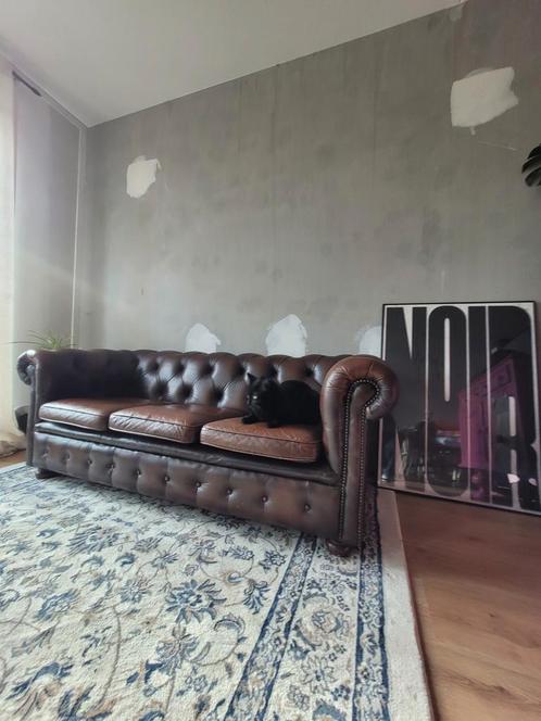 chesterfield driezits bankje, Huis en Inrichting, Banken | Sofa's en Chaises Longues, Gebruikt, 75 tot 100 cm, Ophalen