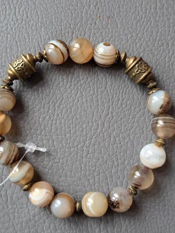 786 edelsteen armband lichte Streep Agaat 10mm beschikbaar voor biedingen