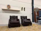 2 Natuzzi Amadeus fauteuils bruin leer Design stoel, Natuzzi, Ophalen of Verzenden, Zo goed als nieuw, 50 tot 75 cm