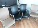 4 Eetkamerstoelen met Armleuning, en bekleed met kunstleer., Huis en Inrichting, Stoelen, Ophalen, Gebruikt, Zwart, Vier