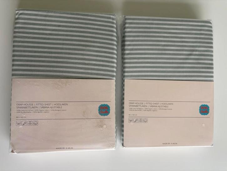 Petite Amelie Hoeslaken 2 stuks groen 80x160 - Nieuw, Kinderen en Baby's, Kinderkamer | Beddengoed, Nieuw, Hoeslaken of Sloop