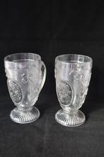 Antieke paar Leerdam Wilhelmina glazen c 1898, Antiek en Kunst, Antiek | Glas en Kristal, Ophalen of Verzenden