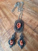 Antieke filigrain hanger met koraal, Ophalen of Verzenden, Zilver, Hanger