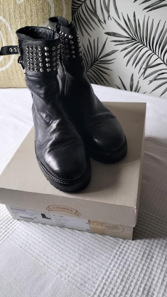 ZGAN Geheel Leren Zwarte Laarsjes Catarina Martens Mt 38., Kleding | Dames, Schoenen, Zo goed als nieuw, Zwart, Ophalen of Verzenden