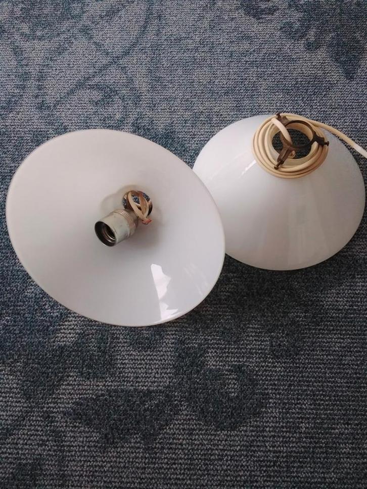 Melkglas Lampenkappen met Fitting, Huis en Inrichting, Lampen | Overige, Gebruikt, Ophalen