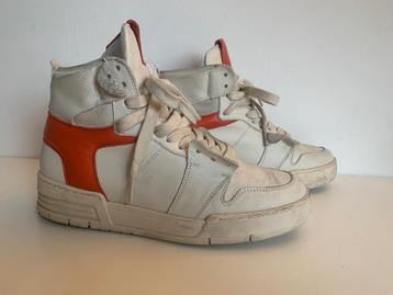 Paolo Rossi halfhoge sneakers gympen wit beige ecru rood 37 beschikbaar voor biedingen