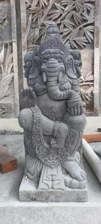 Uniek Ganesha Tuinbeeld van Zwart Lavasteen 105cm