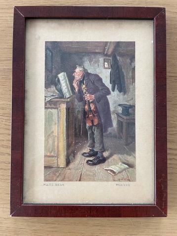 Litho Hans Best (musicus met viool) beschikbaar voor biedingen