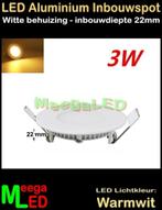 LED inbouwspot panel spot Rond wit 3 Watt Warmwit - 230V-3W, LEDinbouwspot, Led, Metaal of Aluminium, Nieuw
