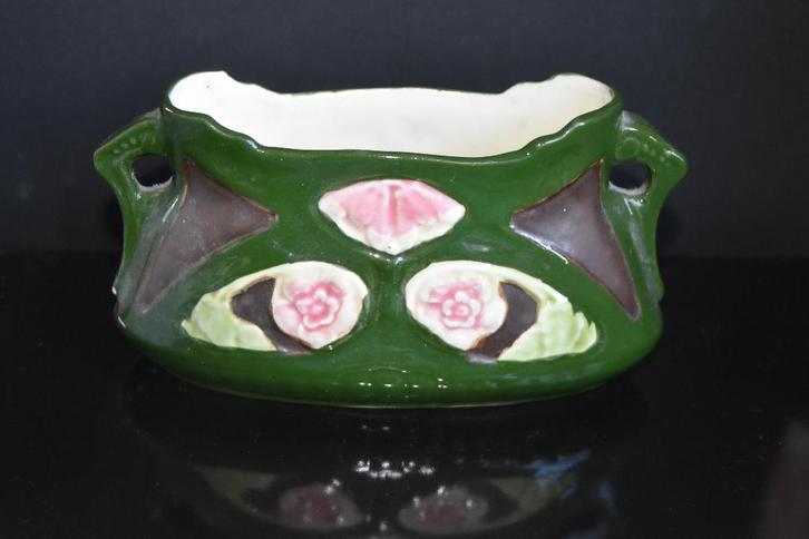 Art Nouveau cache pot Barbotine Majolica Planter Jardinière, Antiek en Kunst, Antiek | Keramiek en Aardewerk, Ophalen of Verzenden