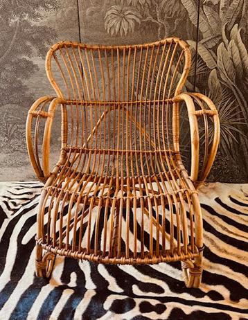 VINTAGE ROTAN RATTAN RIET BAMBOE ROHE STOEL TUINSTOEL  beschikbaar voor biedingen