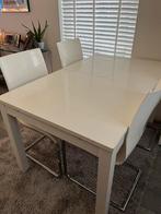 Eettafel en stoelen wit IKEA uitschuifbaar, Huis en Inrichting, Tafels | Eettafels, 50 tot 100 cm, Overige houtsoorten, 100 tot 150 cm