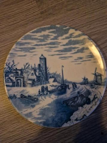 Delfts Blauw Wandbord - Winterlandschap beschikbaar voor biedingen
