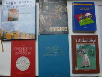 6 sportboeken. Skiën,  Gymnastiek, hoge sprongen, etc.    beschikbaar voor biedingen
