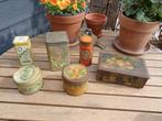 6 Brocante Oude Blikken / Trommels ** Mimosa **, Verzamelen, Blikken, Ophalen of Verzenden, Gebruikt, Overige, Overige merken