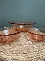 ZGAN vintage set van 3 rose glazen schalen, Antiek en Kunst, Antiek | Glas en Kristal, Ophalen of Verzenden