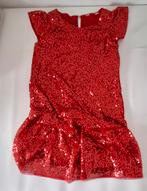 Feestjurk H&M maat 128 - Rood met Pailletten, Meisje, H&M, Ophalen of Verzenden, Zo goed als nieuw