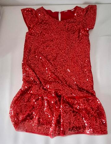 Feestjurk H&M maat 128 - Rood met Pailletten beschikbaar voor biedingen