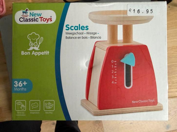 NIEUW in DOOS New Classic Toys Weegschaal, Kinderen en Baby's, Speelgoed | Houten speelgoed, Nieuw, Meubelstuk of Keukentje, Ophalen of Verzenden