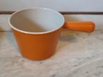Vintage Le Creuset gietijzeren fonduepan,  oranje. Als nieuw, Gietijzer, Ophalen of Verzenden, Zo goed als nieuw, Keramische plaat