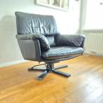 Leolux Cece Fauteuil op steren voet. Zwart leer, Ophalen, Gebruikt, Minder dan 75 cm, Leer