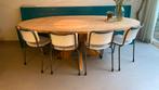 4 industriële stoelen / oude schoolstoelen / tuinstoelen, Ophalen, 50 tot 100 cm, Zo goed als nieuw, Vijf personen of meer