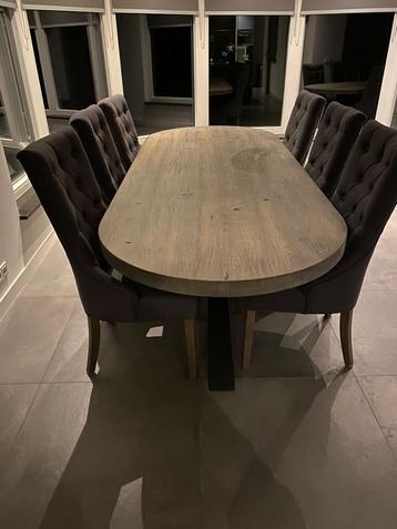 Eethoek met 8 eetkamerstoelen landelijk eettafel beschikbaar voor biedingen