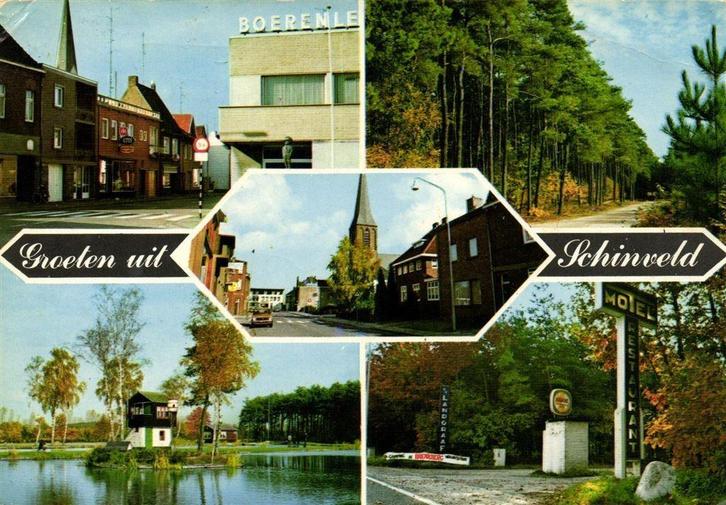 Groeten uit Schinveld - 5 afb o.a. dorpsgez - 1976 gelopen, Verzamelen, Ansichtkaarten | Nederland, Ongelopen, Noord-Brabant, Voor 1920