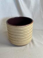 Vintage aardewerk bloempot geel bruin jaren 70, Tuin en Terras, Bloempotten, Gebruikt, Rond, Binnen, Ophalen of Verzenden