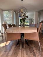 Goossens 6 leren eetkamerstoelen, Huis en Inrichting, Stoelen, Ophalen, Gebruikt, Overige kleuren, Leer