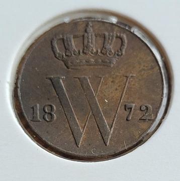 1/2 cent 1872 - halve cent 1872 - Prachtige munt! beschikbaar voor biedingen