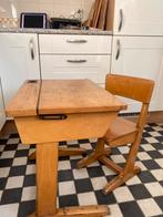 Vintage schooltafel met stoel jaren '30-'40, Kinderen en Baby's, Kinderkamer | Tafels en Stoelen, Ophalen, Gebruikt, Tafel(s) en Stoel(en)