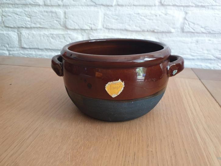 Vintage, Deense Ernst Faxe keramiek pot met oortjes. Ø 13cm, Antiek en Kunst, Antiek | Keramiek en Aardewerk, Ophalen of Verzenden