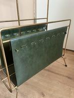 Vintage Tijdschriftenrek met Groen Leer, Huis en Inrichting, Woonaccessoires | Krantenbakken en Lectuurbakken, Ophalen, Gebruikt