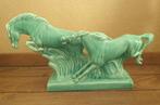 Faience Art deco beelden groep van springende paarden, Antiek en Kunst, Ophalen of Verzenden