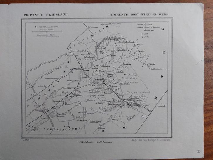 17 / Oost Stellingwerf Makkinga Litho uit 1865 van J. Kuyper, Antiek en Kunst, Kunst | Litho's en Zeefdrukken, Ophalen of Verzenden