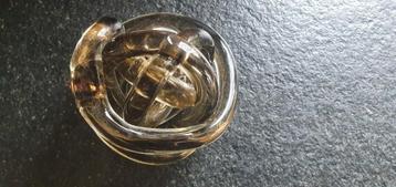 Glazen object sculptuur knot knoop gerookt glas 9 cm.