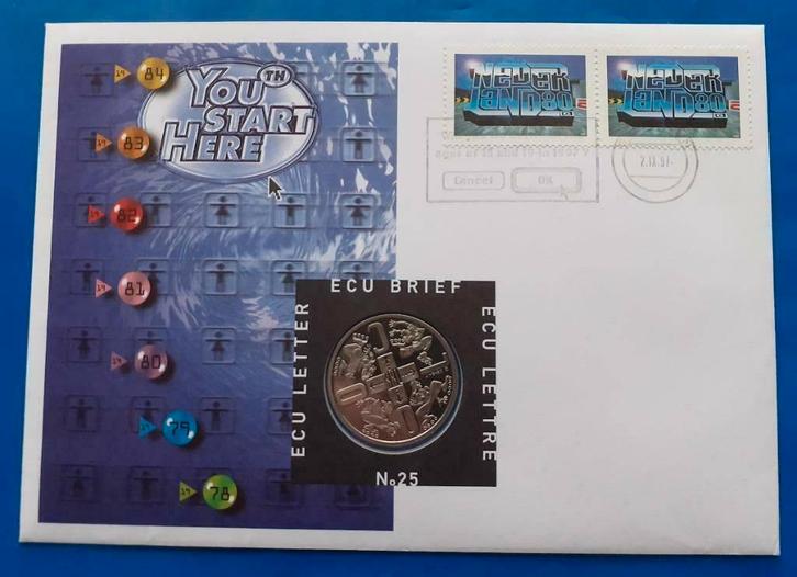 ECU brief 25 - 'Jongerentrends' You Start Here 1997, Postzegels en Munten, Penningen en Medailles, Overige materialen, Nederland