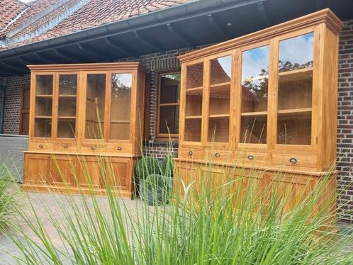 4x Teak buffetkast/vitrinekast, Huis en Inrichting, Kasten | Buffetkasten, Zo goed als nieuw, 200 cm of meer, 25 tot 50 cm, Ophalen