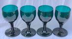 4 antieke groene wijnglazen, Ophalen of Verzenden