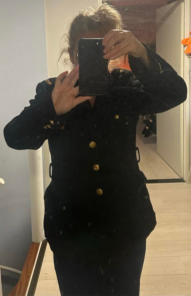 Carnaval  brandweer jas met Gouden Knopen, Maat 38/40 (M), Carnaval, Ophalen of Verzenden, Kleding