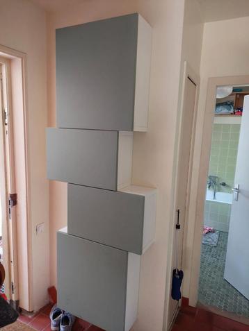 4 ikea Besta wandkasten met groene deurtjes
