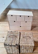 Houten kastje met lades + rieten mandjes, Ophalen