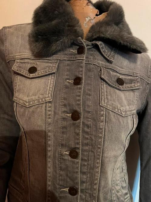 TWIN SET spijkerjas met bont S origineel ZGAN gewatteerd, Kleding | Dames, Jassen | Zomer, Zo goed als nieuw, Maat 36 (S), Grijs
