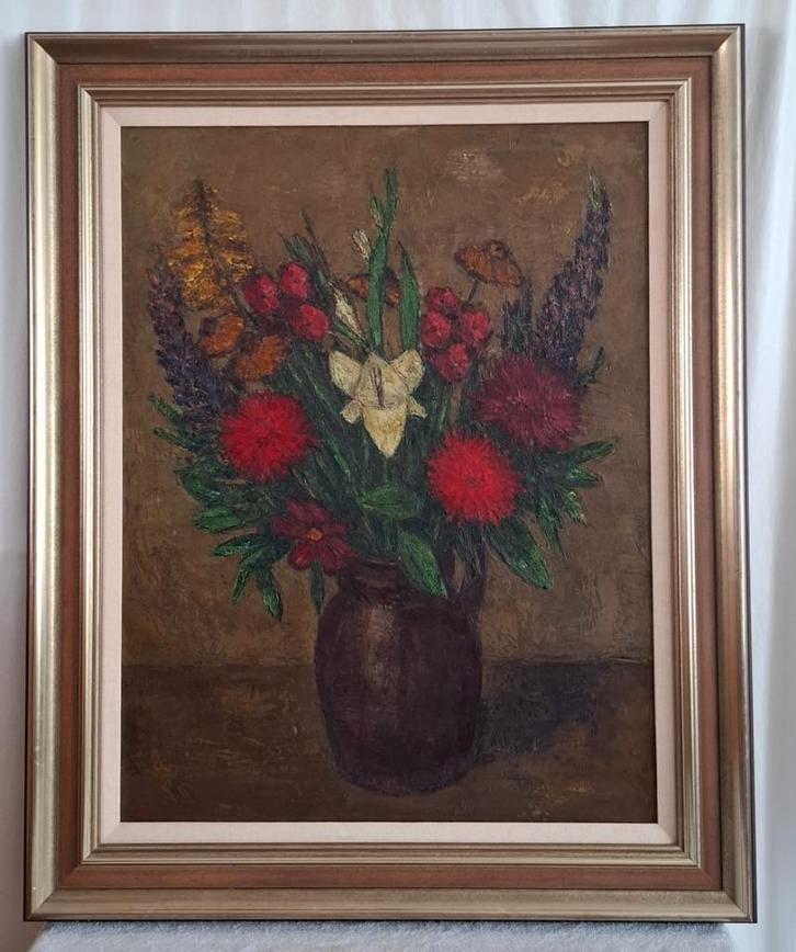 Stilleven, Bloemen, Olieverf, Benno Logtenberg, 1909-1980, Antiek en Kunst, Kunst | Schilderijen | Klassiek, Ophalen of Verzenden