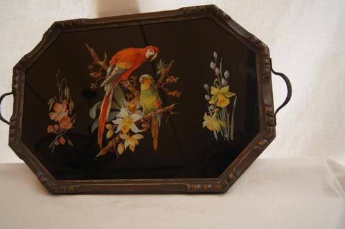 Achterglas beschilderd dienblad, Antiek en Kunst, Kunst | Beelden en Houtsnijwerken, Verzenden