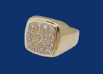 Zware 14 karaat Gouden Herenring Ring 16 Diamanten M18.25, Verzenden, Heer, Nieuw, Met edelsteen
